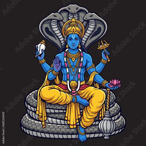 Vector illustration of god Vishnu