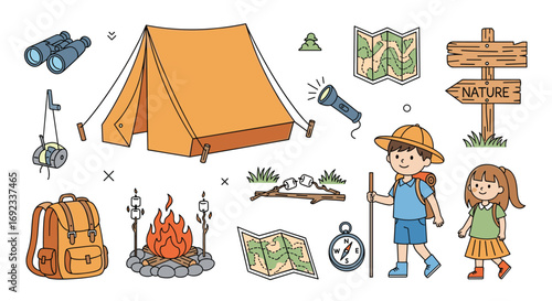 Plan an exciting family camping trip with this fun outdoor adventure illustration for kids and families