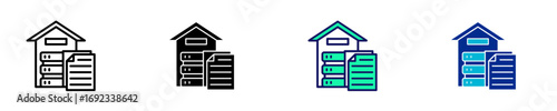 Data Warehouse  Icon Set Multiple Style Collection