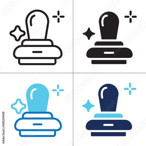 Stamp icon set multiple style collection. Style include outline, solid, dual tone. Vector Illustration.