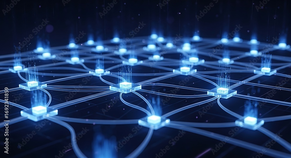 Fototapeta premium Interconnected Network - A Digital Web of Data and Communication.