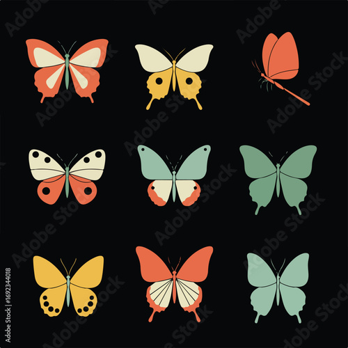 Butterflies Alighting on Blooming Floral Branches