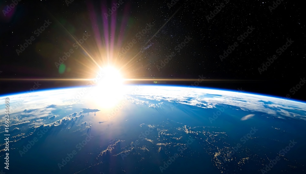 Fototapeta premium Earth sunrise from space