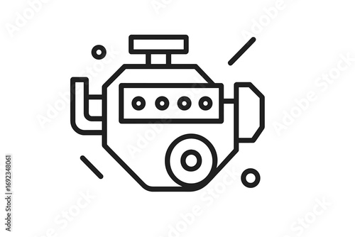 Simple car engine motor line icon for automotive repair service, vehicle maintenance, and transportation concepts