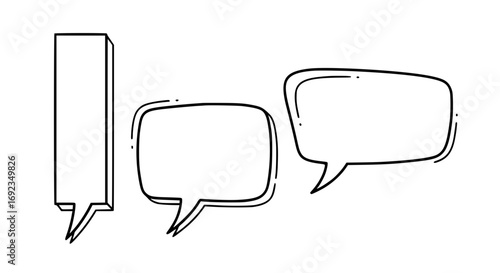 Hand drawn speech bubbles set empty talking communication chat dialog boxes graphic elements