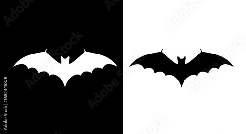 Spooky bat silhouettes two contrasting designs for halloween and gothic themes