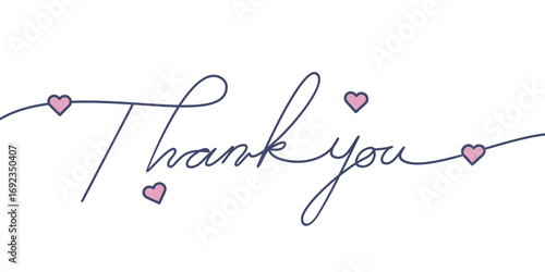 Thank You handwritten inscription Continuous thin line. One line drawing of phrase vector illustration for t-shirt, slogan design print graphics style
