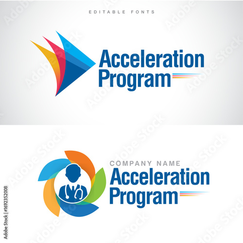 Acceleration Fast Doctor Pharma Company Logo Set Modern Abstract Colorful Conference Logo Template for Your Event or Conference. Modern Colorful Logo Template Ready For Use, Modern Initial Logo