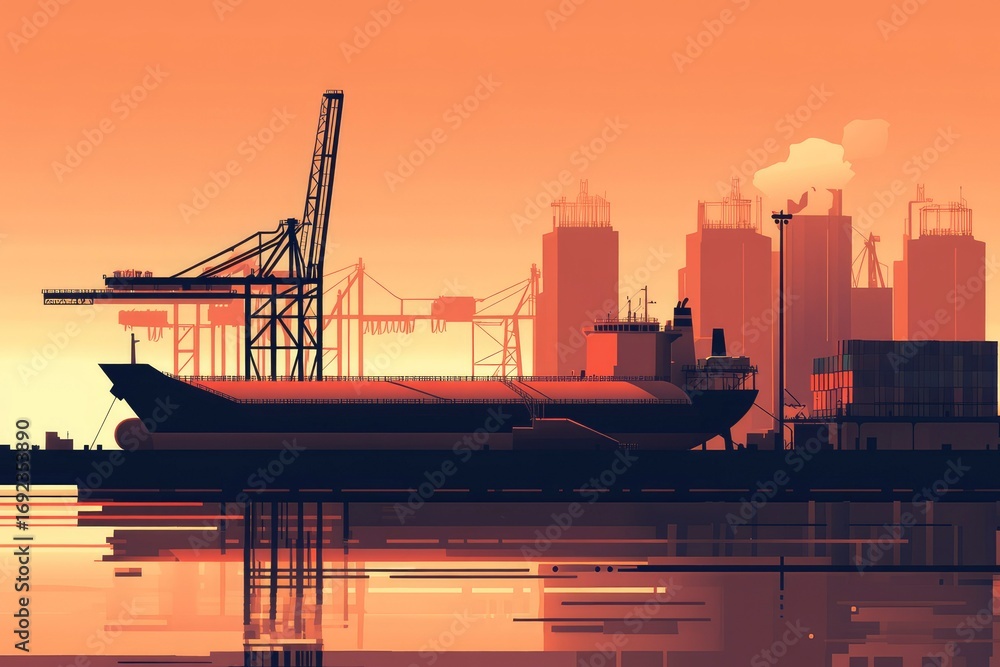 Fototapeta premium Petroleum Transport Tanker Vector
