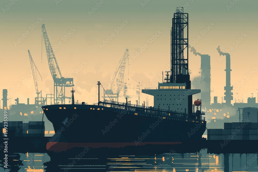 Obraz premium Petroleum Transport Tanker Vector