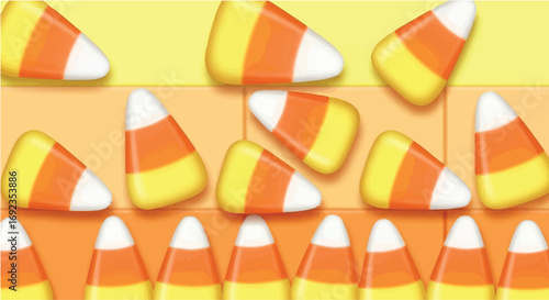 Sweet and colorful candy corn arranged in a fun, festive pattern for Halloween.