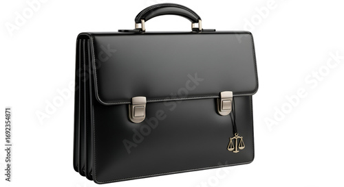 Briefcase leather professional lawyer attorney legal justice scales law firm court on transparent background