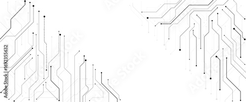 Vector abstract technology on a white background. Technology black circuit diagram.