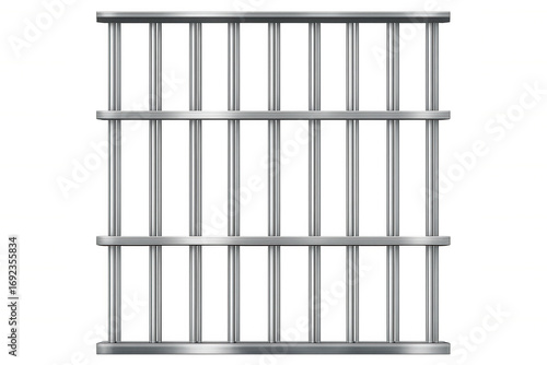 Metal jail bars isolated on transparent background, creating a concept of imprisonment, confinement, and captivity