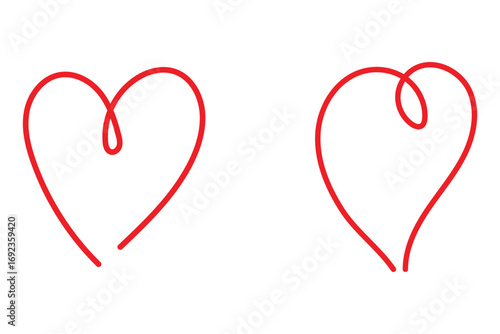 Red heart icon. Hand drawn heart symbol illustration. Hand drawn love symbol. Heart line art doodle drawing. Romantic love shape for valentine, anniversary, marriage etc