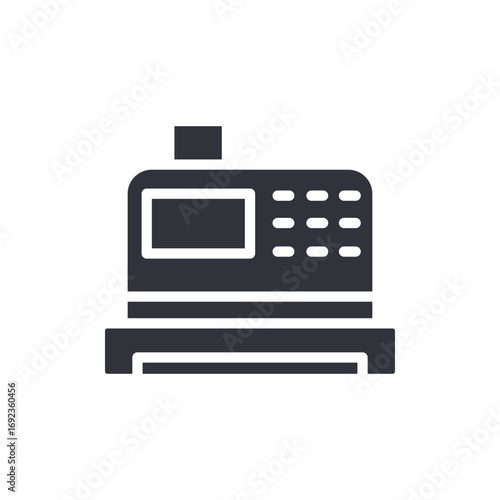 Isolated Cash Register Device With Square Display For Point Of Sale System Graphic