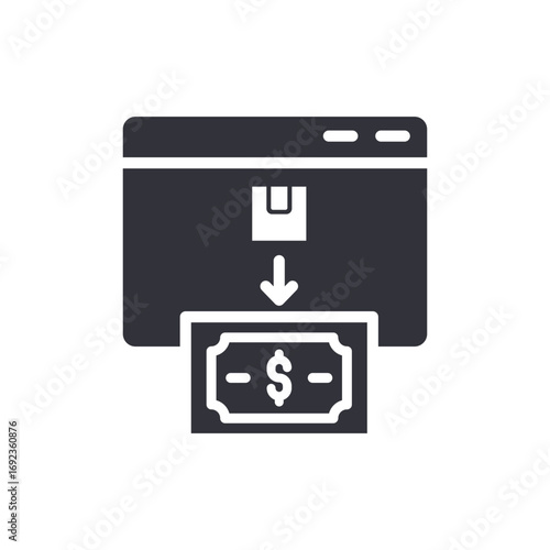 Online Transaction Graphic Depicting Money Transfer From Digital Package Ordering