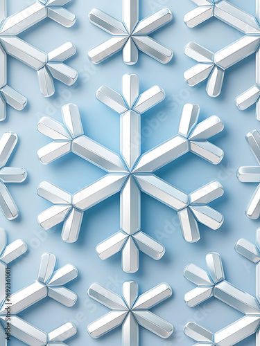 This is a fresh and modern take on classic winter themes. The collection features sophisticated 3D snowflake and geometric patterns in a clean palette of white, blue, and metallic silver, perfect for 