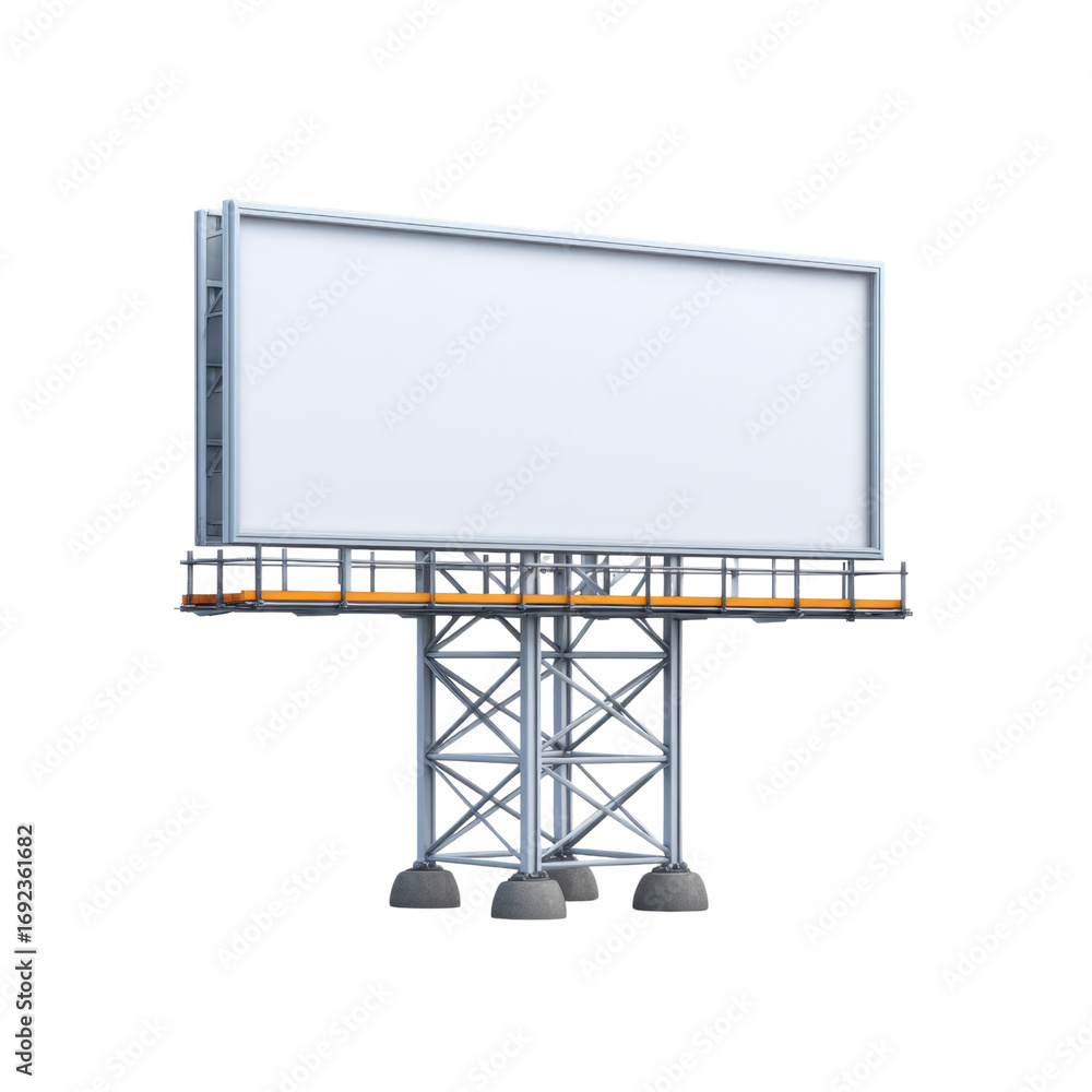 Obraz premium Empty Advertising Billboard Structure Standing Vertical On A Clear Day With No Messages Or Promotions Displayed