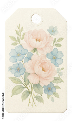 Gift tag with floral detail and punched hole