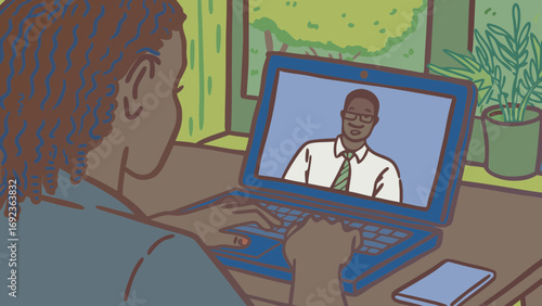 Woman attending a virtual meeting on her laptop
