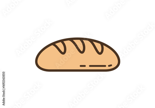 Simple illustration of a loaf of bread on a white background, perfect for food-related projects or design