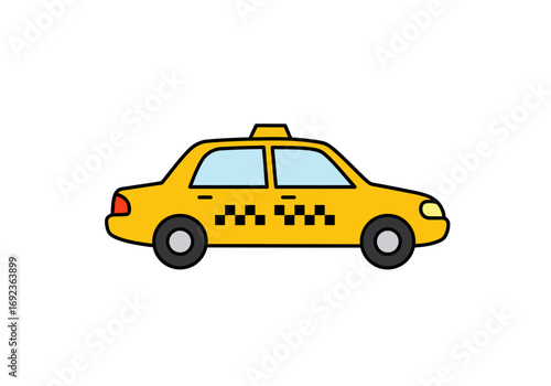 Vibrant Vector Illustration of a Classic Yellow Taxi Cab