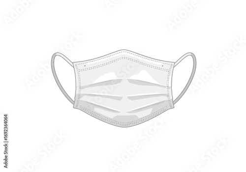 Vector illustration of a white medical face mask, essential protective equipment for health, safety, and respiratory disease prevention