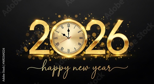 Wallpaper Mural A festive 2026 new years eve celebration design featuring a golden clock and sparkling confetti, isolated on white background Torontodigital.ca