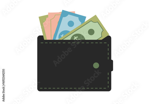 Wallet Filled with Colorful Paper Currency Financial Security and Economic Symbolism