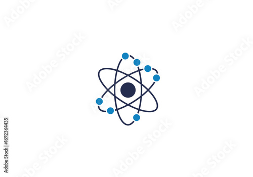 Atom Structure Illustration Electrons Orbiting Nucleus Depiction in Minimalist Design