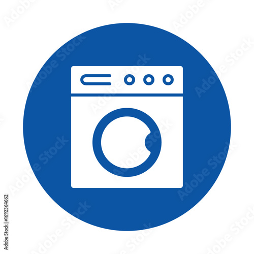 Simple Icon of a Washing Machine in Circle Format for Laundry Concepts