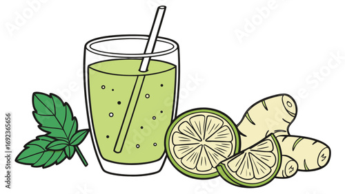 Refreshing ginger lime drink