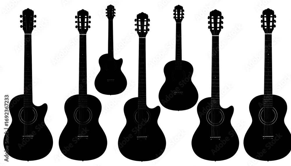 Fototapeta premium Silhouettes of various acoustic guitars (1)