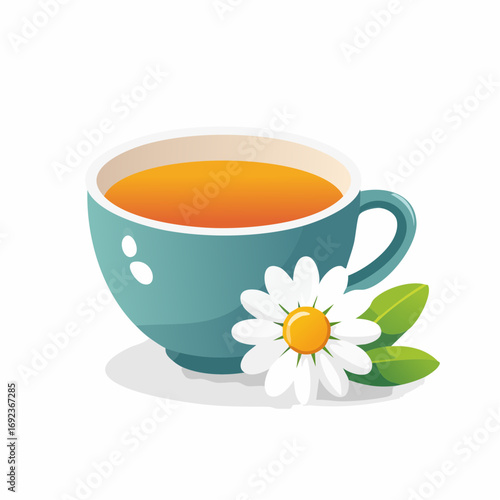 Teal Teacup With Chamomile Flower