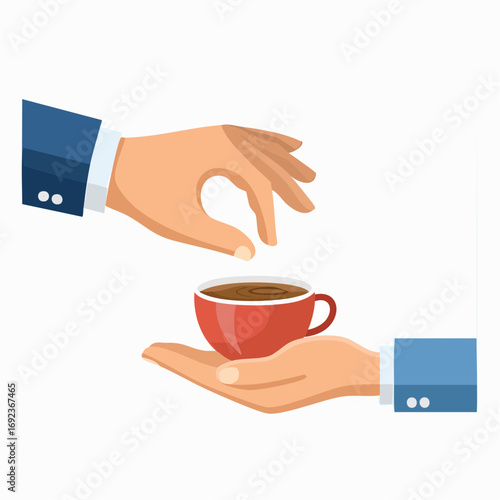 Business Hands Exchanging Coffee Cup
