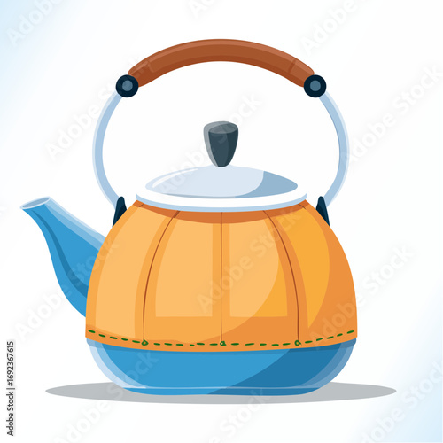 Orange And Blue Teapot Illustration