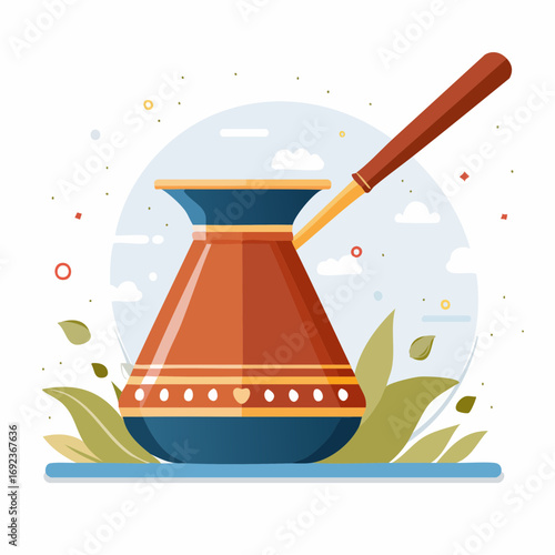Ornate Copper Coffee Pot Illustration