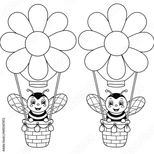 Cute Teddy Bear Hot Air Balloon Coloring Page – Kids Printable Illustration
