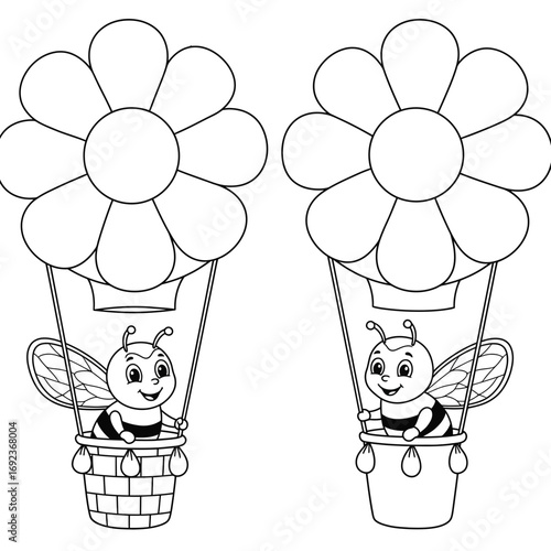 Cute Teddy Bear Hot Air Balloon Coloring Page – Kids Printable Illustration
