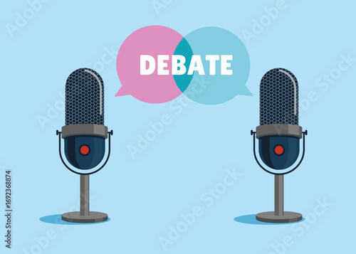 Debate before vote. Conducting discussion on public debates. Talk, meeting and discuss problems. studio microphone for streaming and gaming. Election campaign.