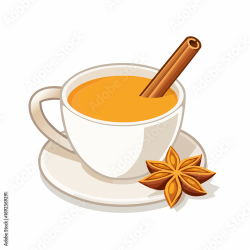 Warm Aromatic Spice Tea In White Cup
