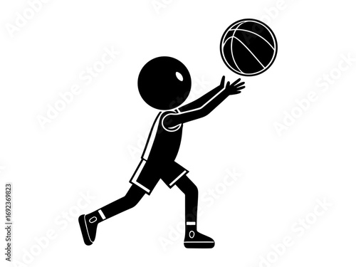 Silhouette of a person playing basketball and catching the ball