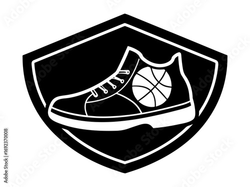 Basketball shoe emblem with basketball icon