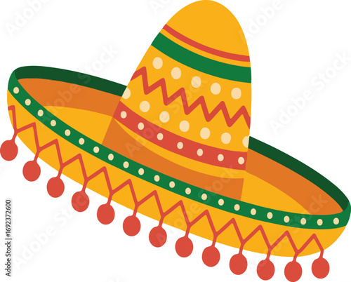 A colorful sombrero with intricate designs and a wide brim hat