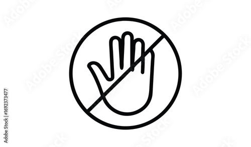 Hand symbol with a prohibition sign indicating no entry or stop