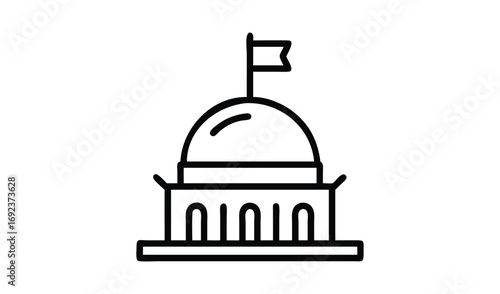 Simple outline icon of a government building with a flag