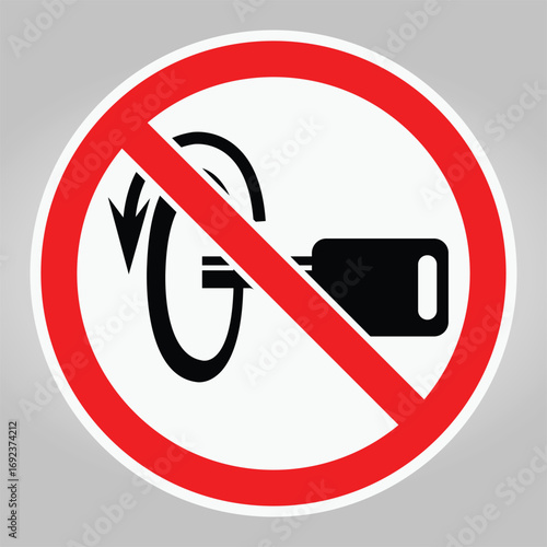 Prohibition Sign Against Key Insertion in Electrical Plug for Safety