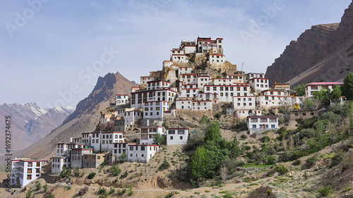 Panoramic View of Key Monastery, Lahaul Spiti, Himachal Pradesh, India.