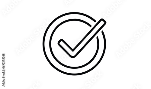 Simple outline of a check mark inside a circle